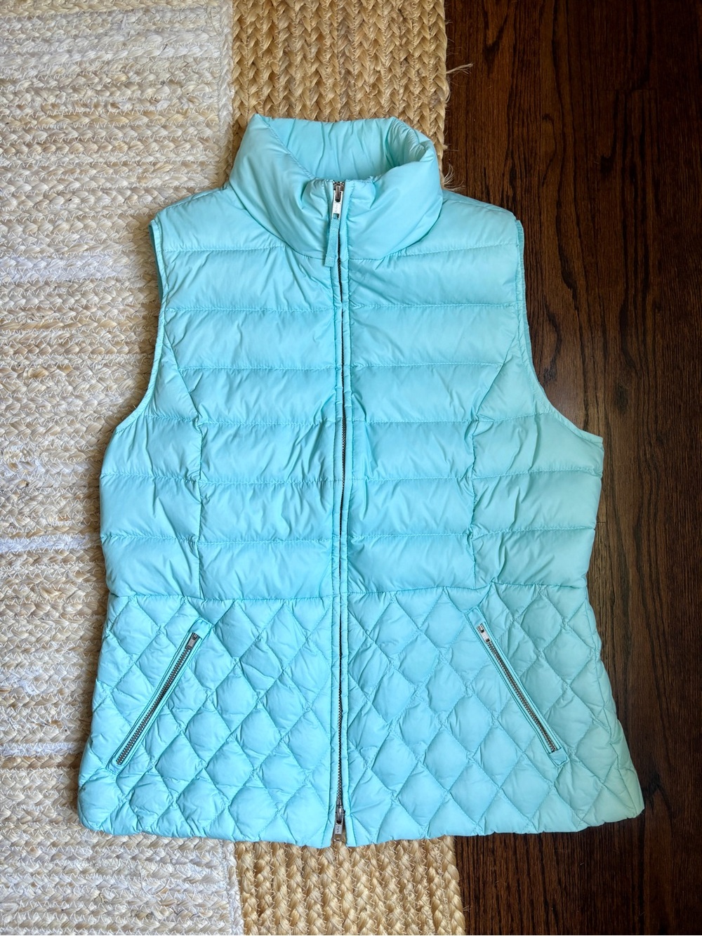 Talbots icy aqua blue puffer vest size medium